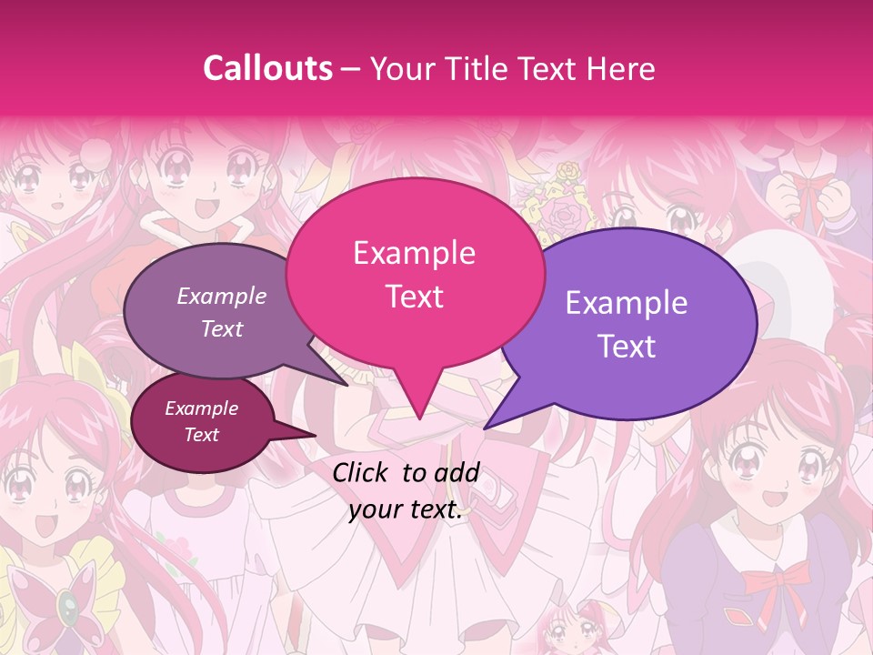 A Group Of Anime Girls With Pink Hair PowerPoint Template