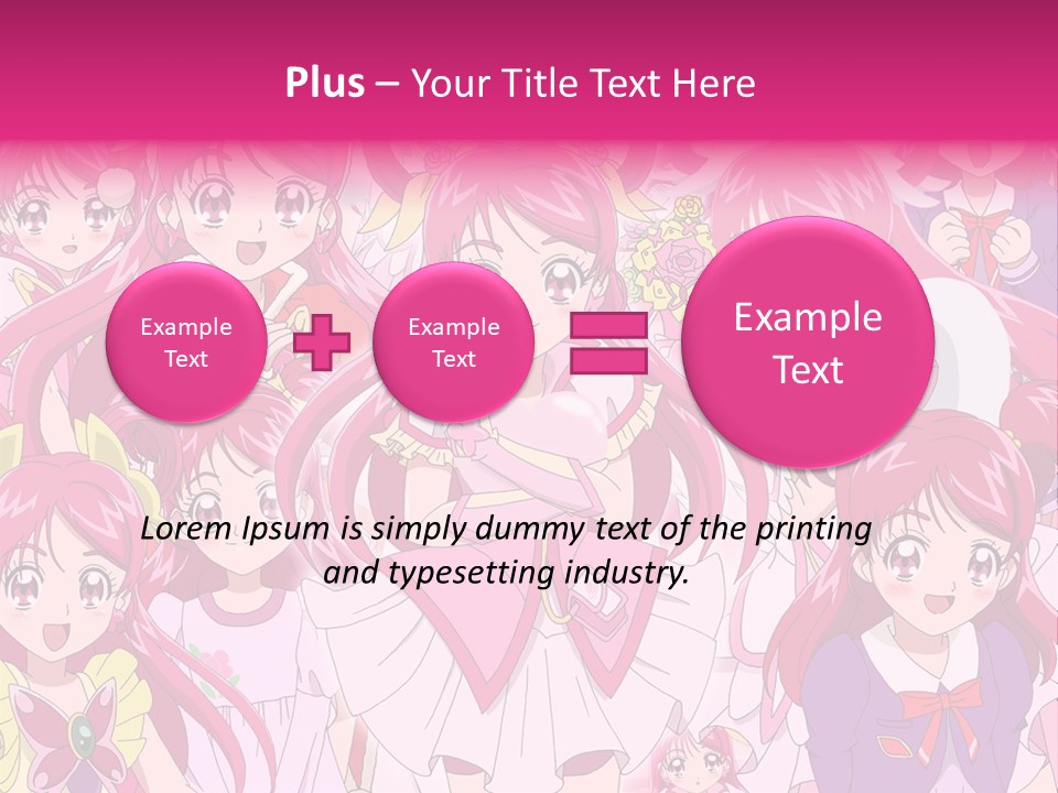A Group Of Anime Girls With Pink Hair PowerPoint Template
