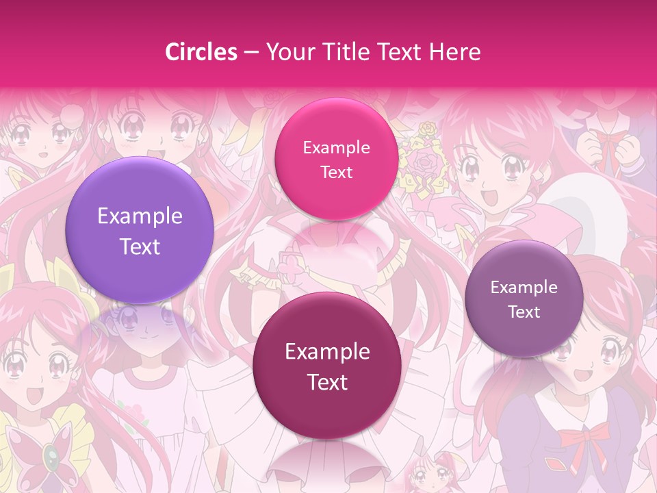 A Group Of Anime Girls With Pink Hair PowerPoint Template