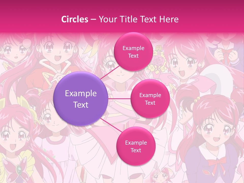 A Group Of Anime Girls With Pink Hair PowerPoint Template