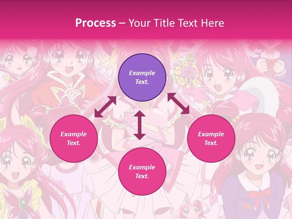 A Group Of Anime Girls With Pink Hair PowerPoint Template