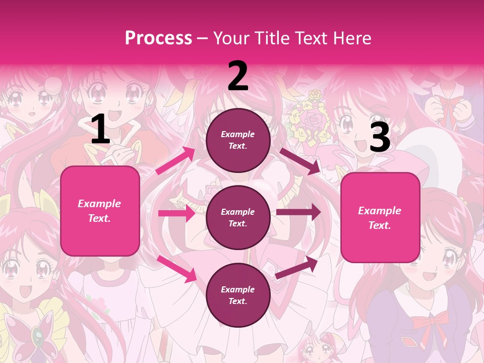 A Group Of Anime Girls With Pink Hair PowerPoint Template