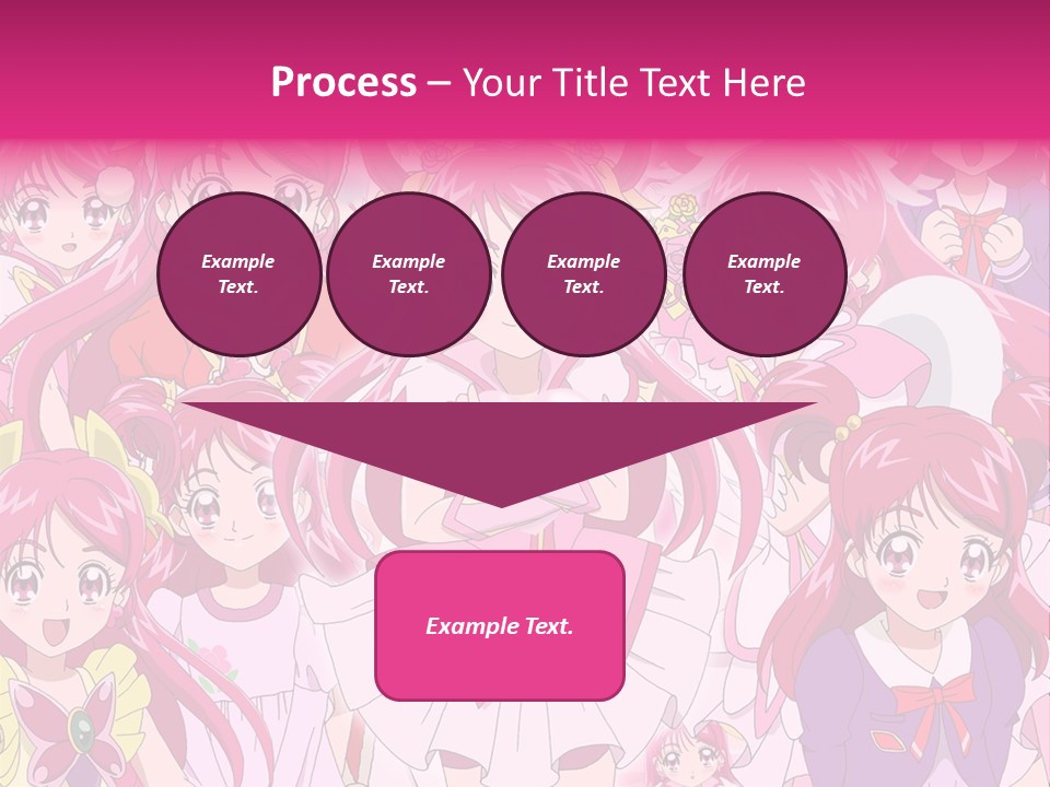 A Group Of Anime Girls With Pink Hair PowerPoint Template