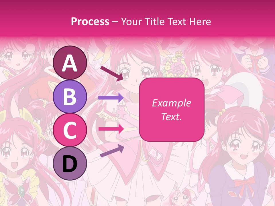A Group Of Anime Girls With Pink Hair PowerPoint Template
