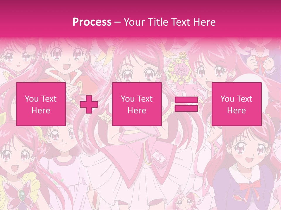 A Group Of Anime Girls With Pink Hair PowerPoint Template