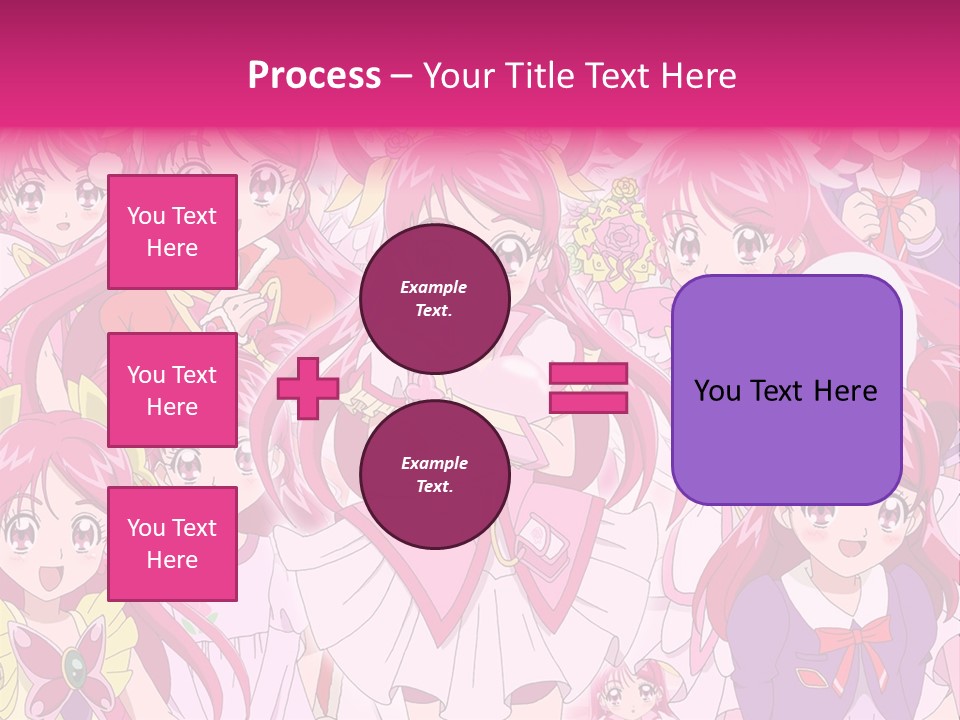 A Group Of Anime Girls With Pink Hair PowerPoint Template