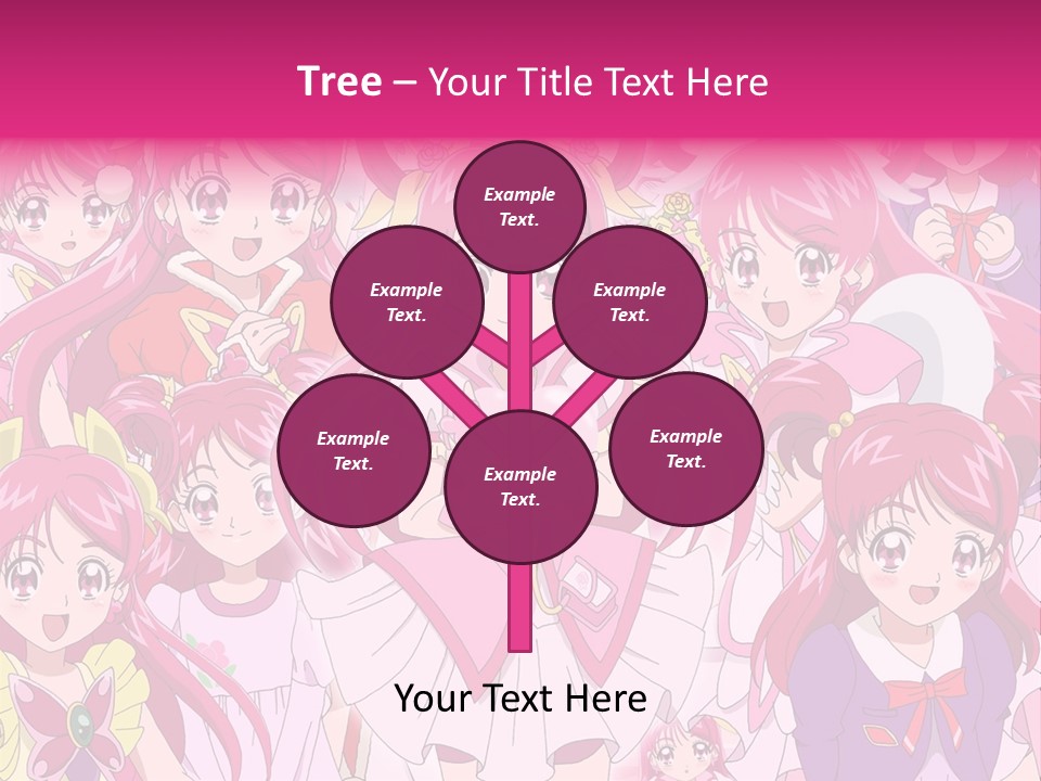 A Group Of Anime Girls With Pink Hair PowerPoint Template