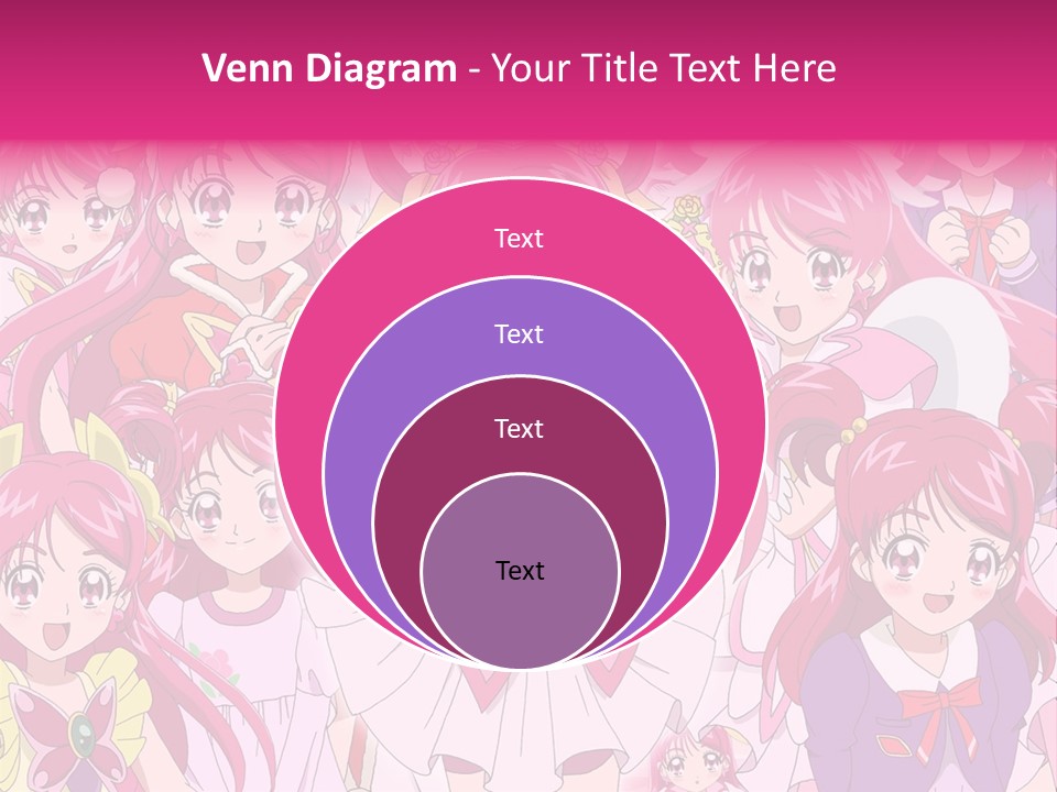 A Group Of Anime Girls With Pink Hair PowerPoint Template