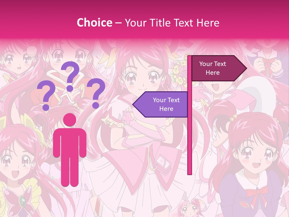 A Group Of Anime Girls With Pink Hair PowerPoint Template