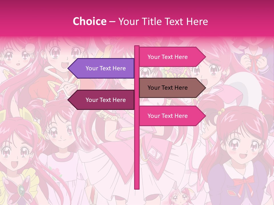 A Group Of Anime Girls With Pink Hair PowerPoint Template