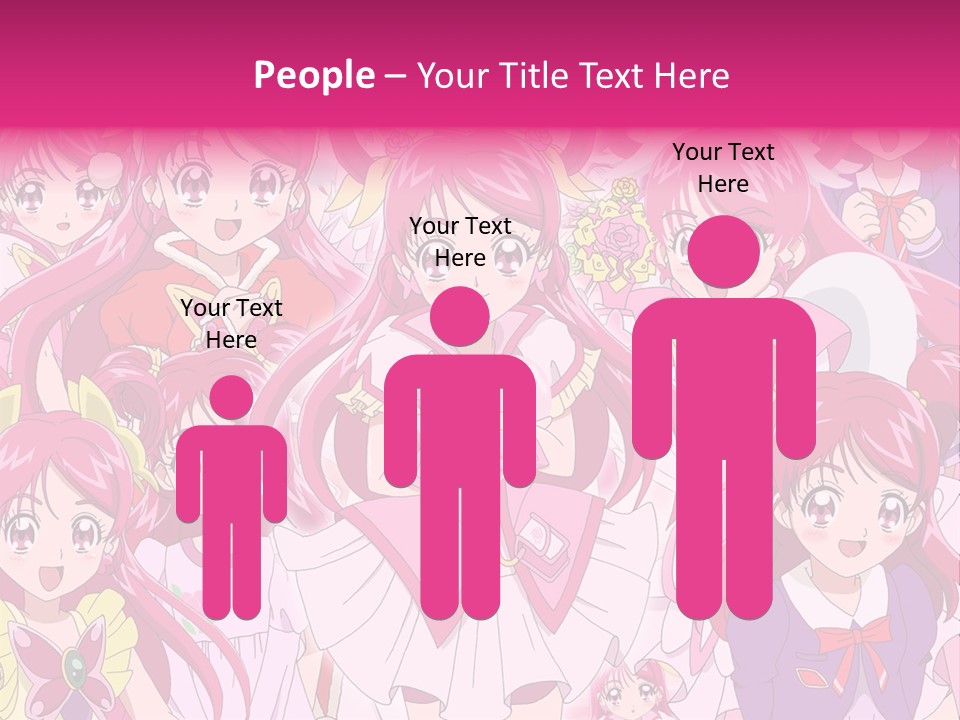 A Group Of Anime Girls With Pink Hair PowerPoint Template
