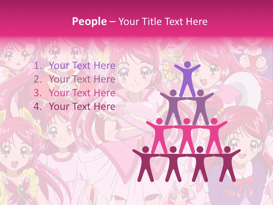 A Group Of Anime Girls With Pink Hair PowerPoint Template
