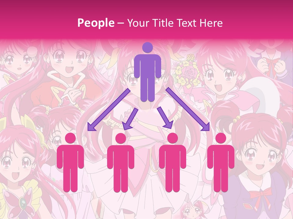 A Group Of Anime Girls With Pink Hair PowerPoint Template