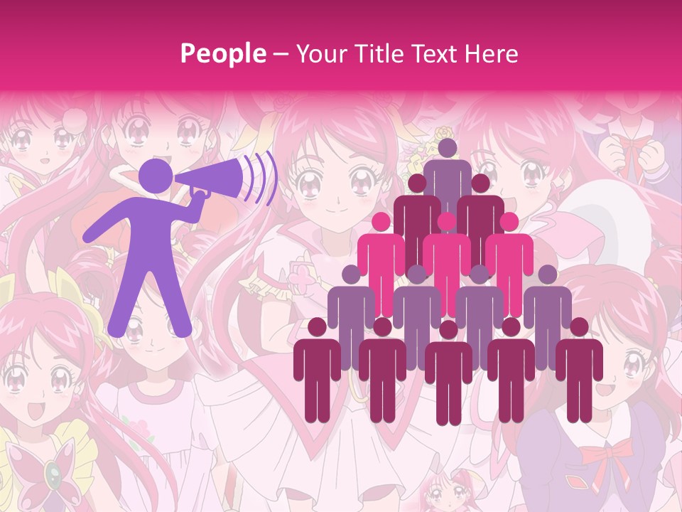 A Group Of Anime Girls With Pink Hair PowerPoint Template