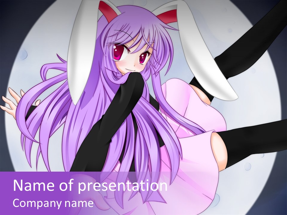 A Anime Character With Purple Hair And A Black Dress PowerPoint Template