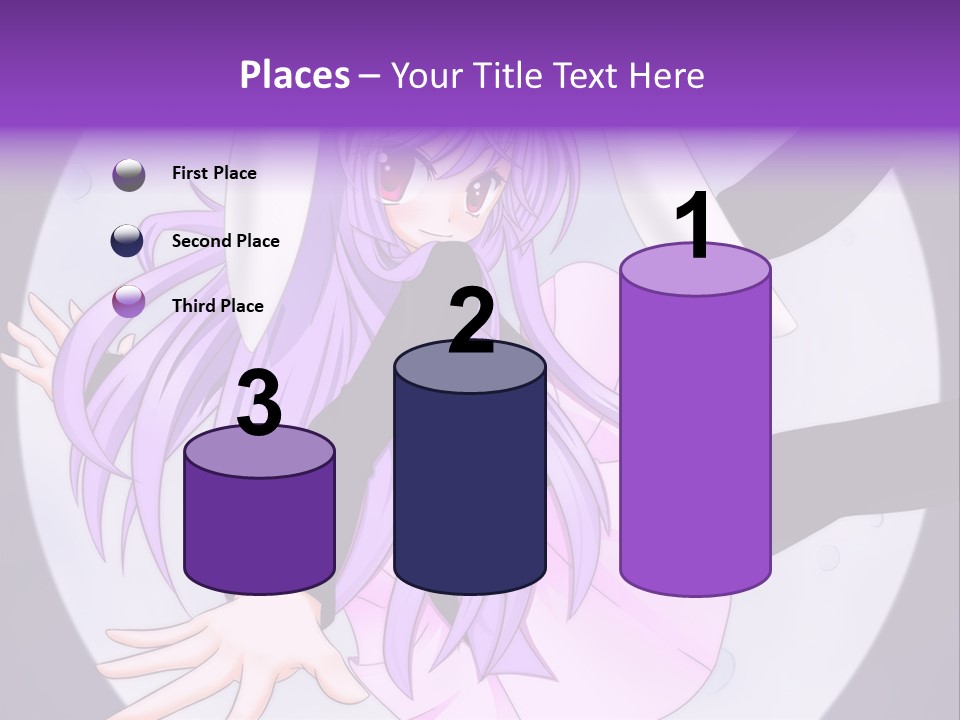 A Anime Character With Purple Hair And A Black Dress PowerPoint Template