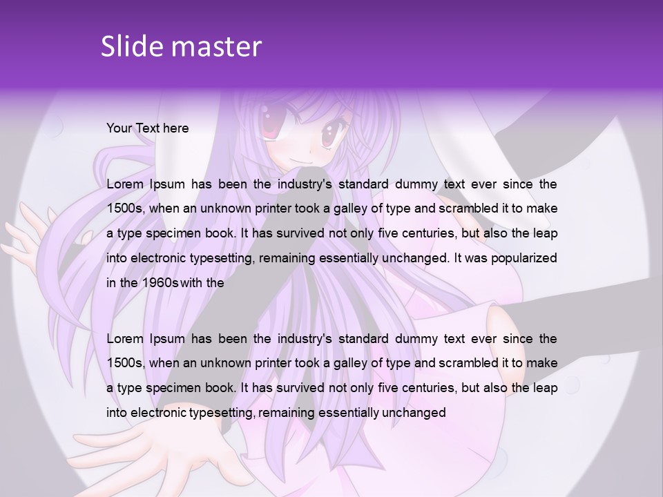 A Anime Character With Purple Hair And A Black Dress PowerPoint Template
