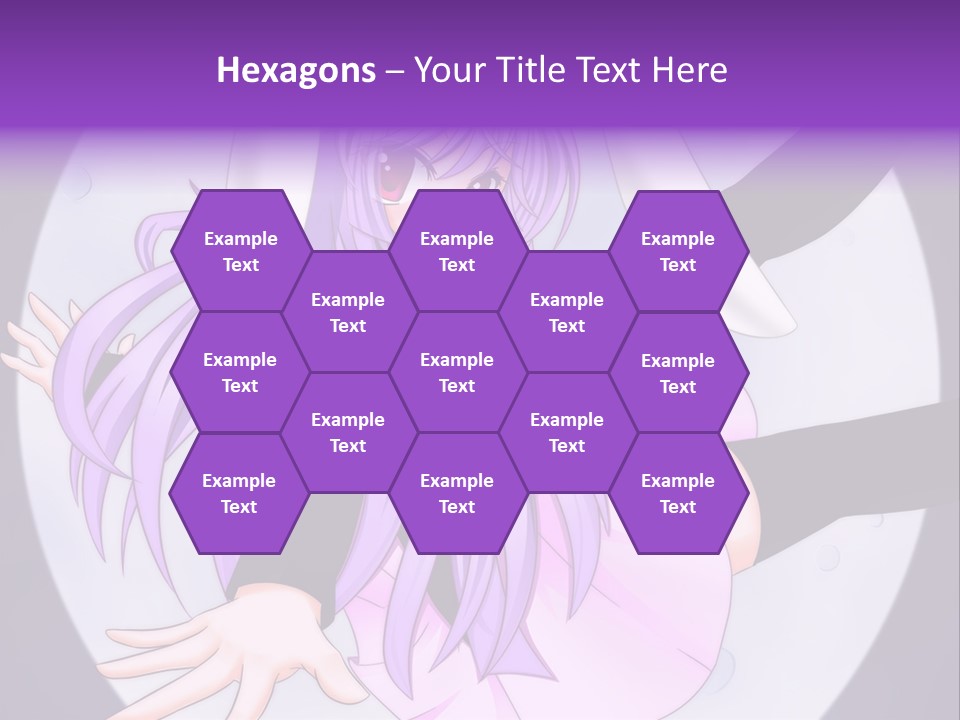 A Anime Character With Purple Hair And A Black Dress PowerPoint Template