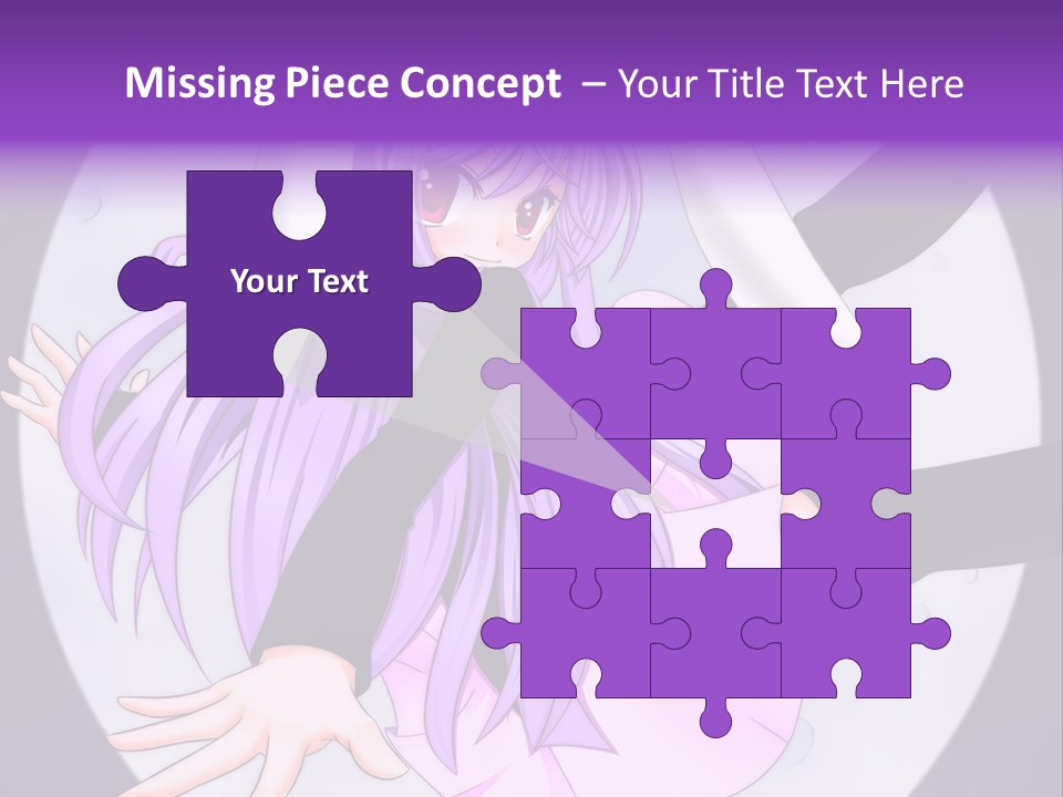 A Anime Character With Purple Hair And A Black Dress PowerPoint Template