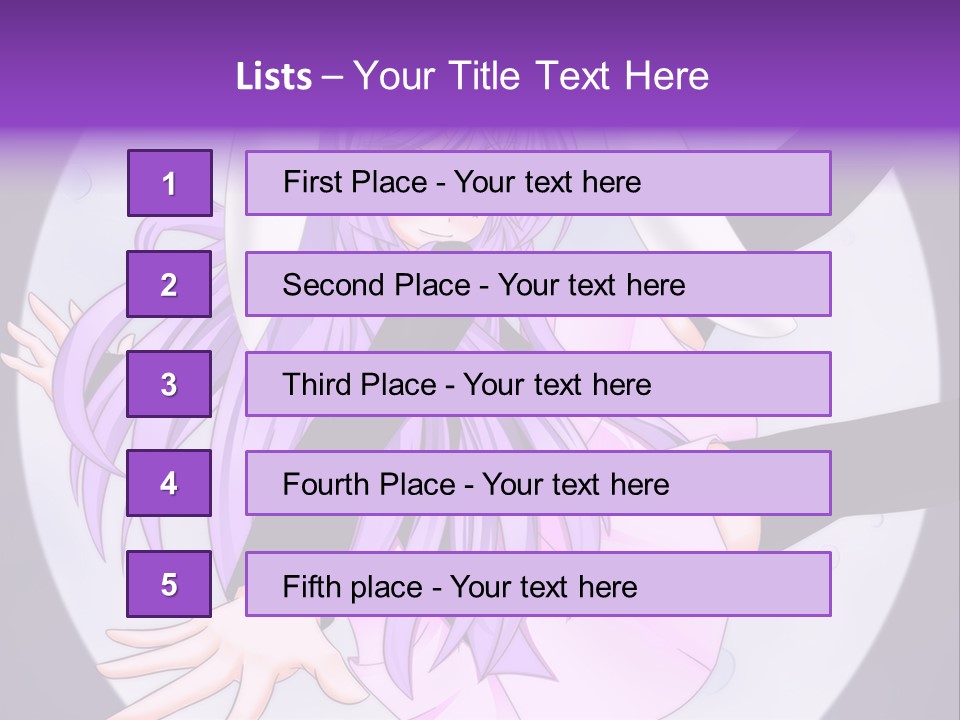 A Anime Character With Purple Hair And A Black Dress PowerPoint Template