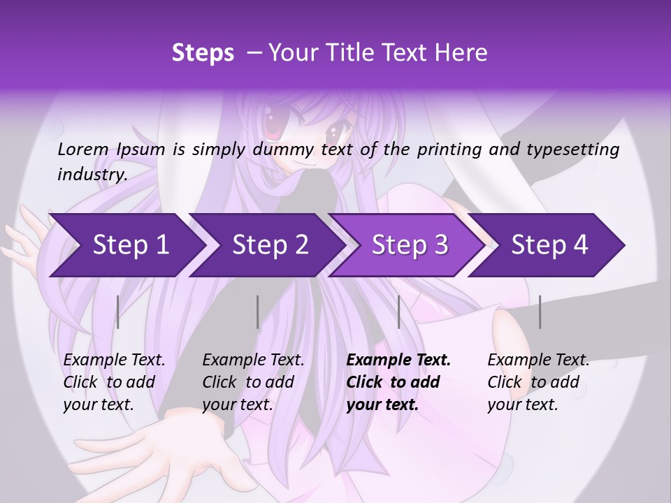 A Anime Character With Purple Hair And A Black Dress PowerPoint Template