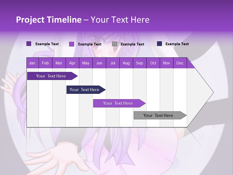 A Anime Character With Purple Hair And A Black Dress PowerPoint Template