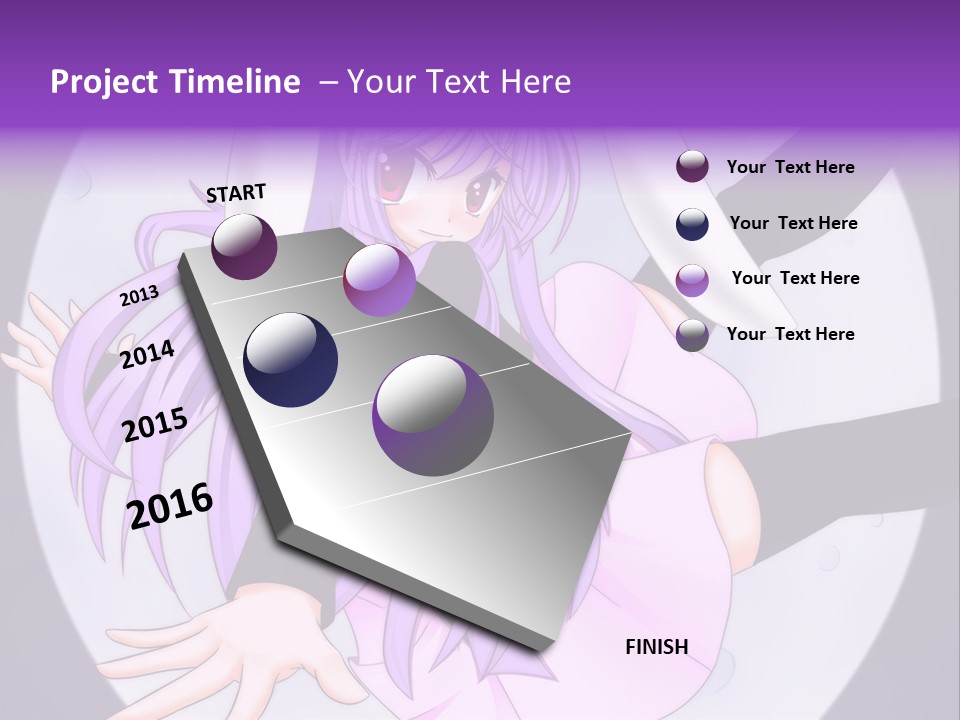 A Anime Character With Purple Hair And A Black Dress PowerPoint Template