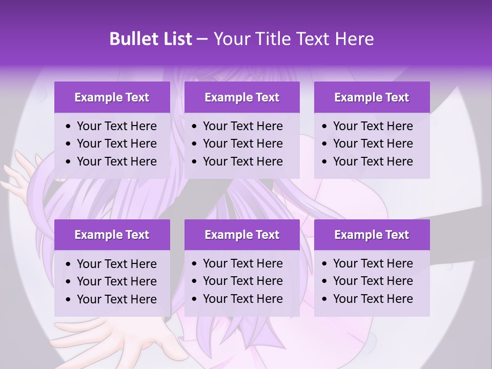 A Anime Character With Purple Hair And A Black Dress PowerPoint Template