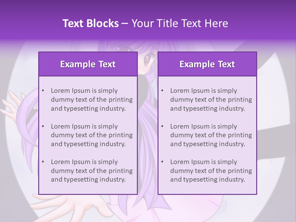 A Anime Character With Purple Hair And A Black Dress PowerPoint Template