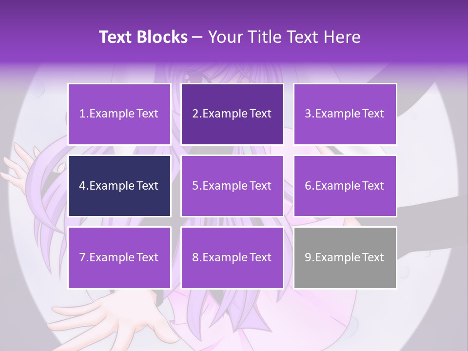 A Anime Character With Purple Hair And A Black Dress PowerPoint Template