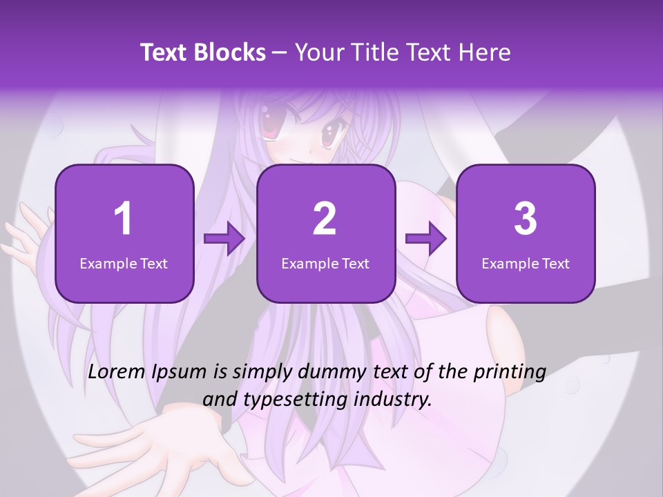 A Anime Character With Purple Hair And A Black Dress PowerPoint Template