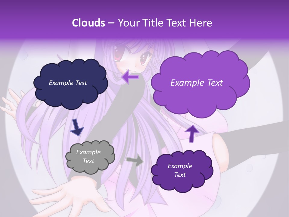 A Anime Character With Purple Hair And A Black Dress PowerPoint Template