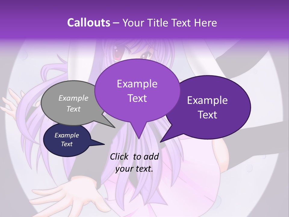 A Anime Character With Purple Hair And A Black Dress PowerPoint Template