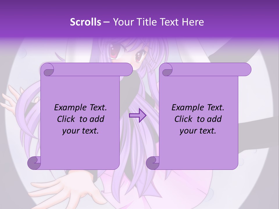 A Anime Character With Purple Hair And A Black Dress PowerPoint Template