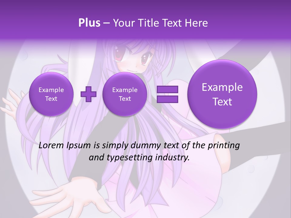 A Anime Character With Purple Hair And A Black Dress PowerPoint Template