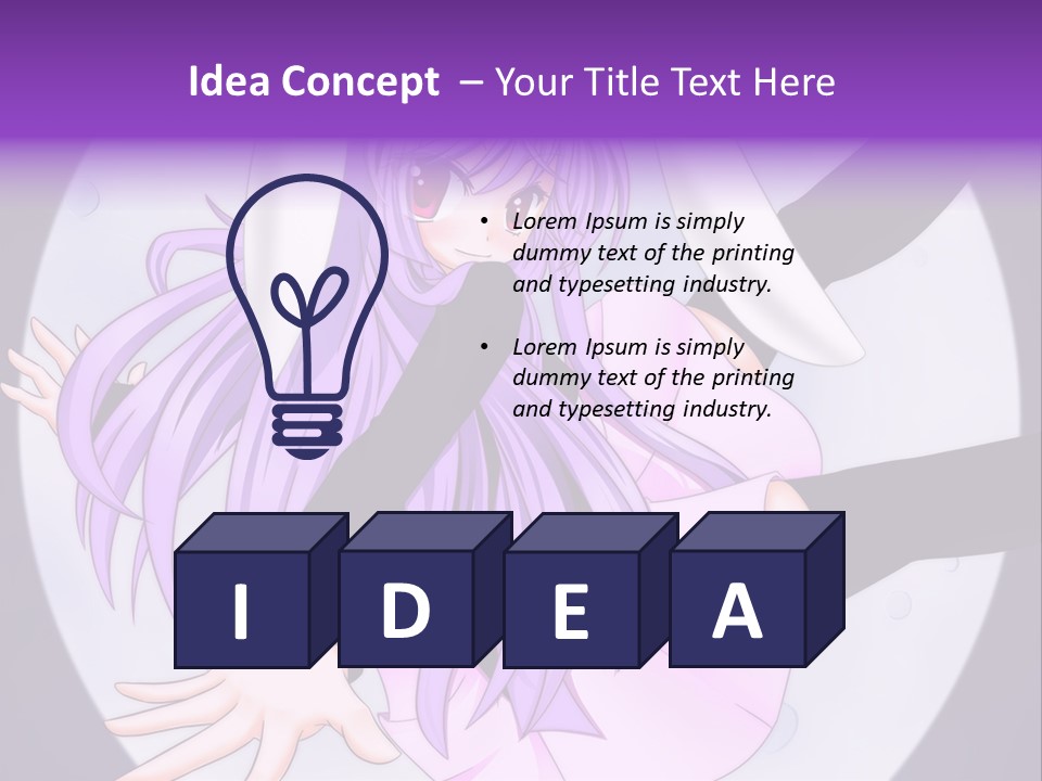 A Anime Character With Purple Hair And A Black Dress PowerPoint Template