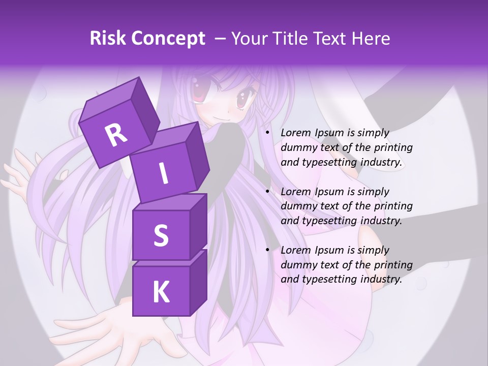 A Anime Character With Purple Hair And A Black Dress PowerPoint Template