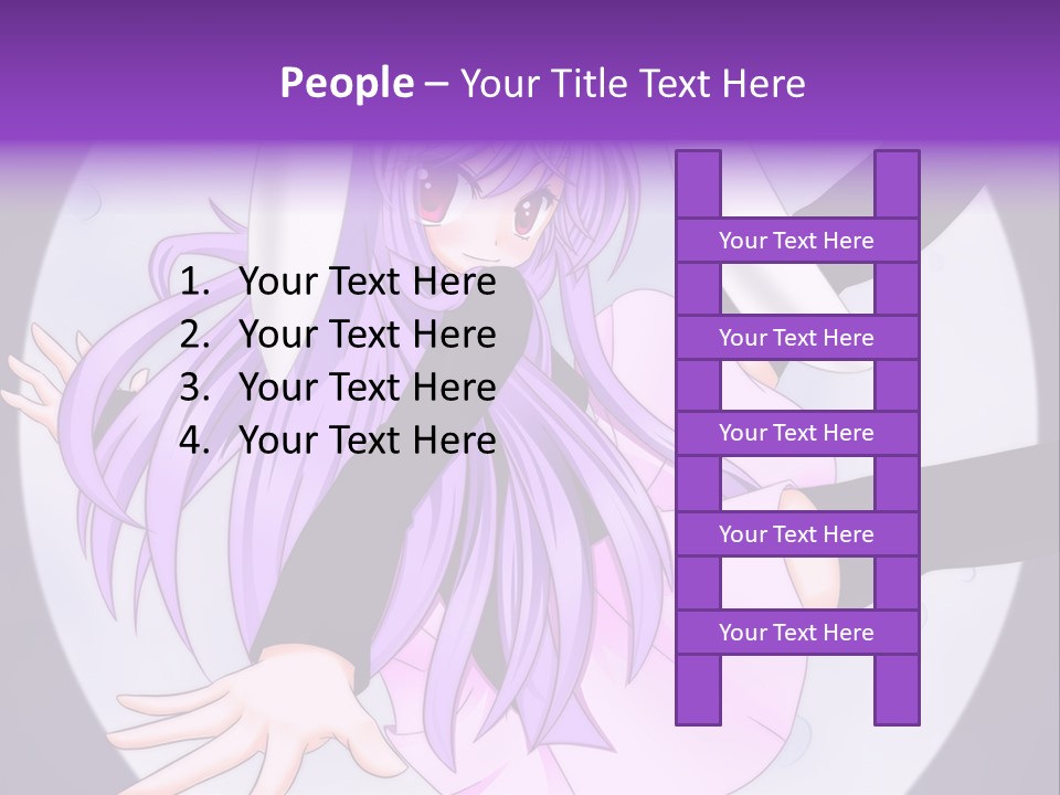 A Anime Character With Purple Hair And A Black Dress PowerPoint Template