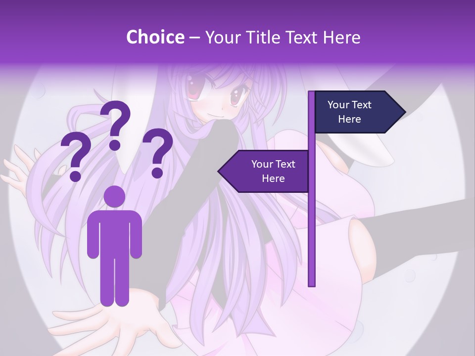 A Anime Character With Purple Hair And A Black Dress PowerPoint Template