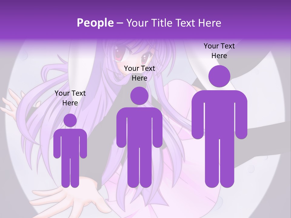 A Anime Character With Purple Hair And A Black Dress PowerPoint Template