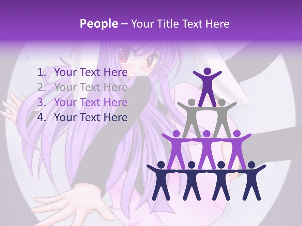 A Anime Character With Purple Hair And A Black Dress PowerPoint Template