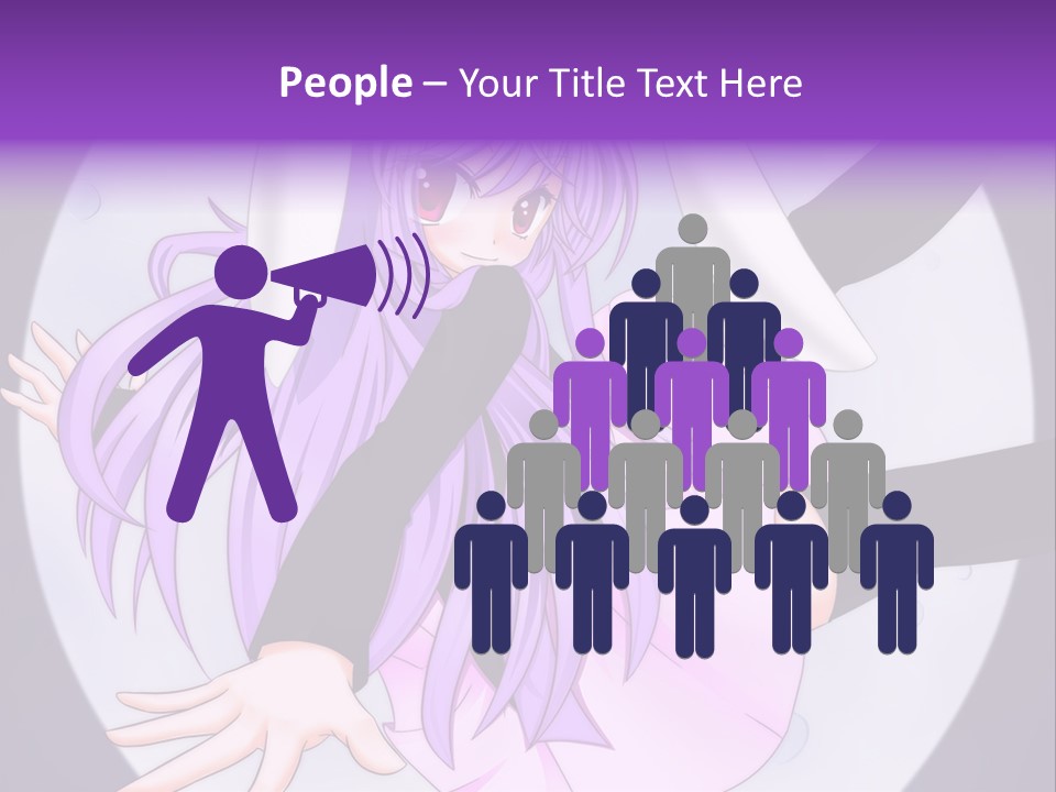 A Anime Character With Purple Hair And A Black Dress PowerPoint Template