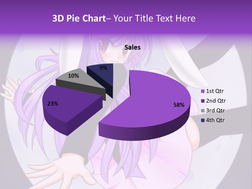 A Anime Character With Purple Hair And A Black Dress PowerPoint Template