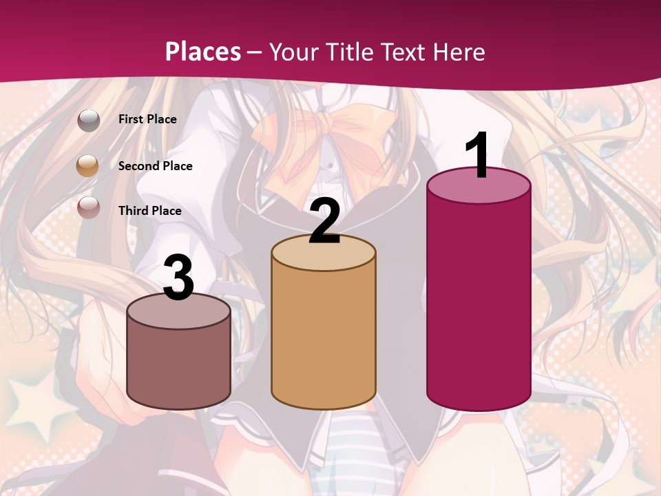 A Anime Girl With Long Blonde Hair Sitting On A Pink Background PowerPoint Template