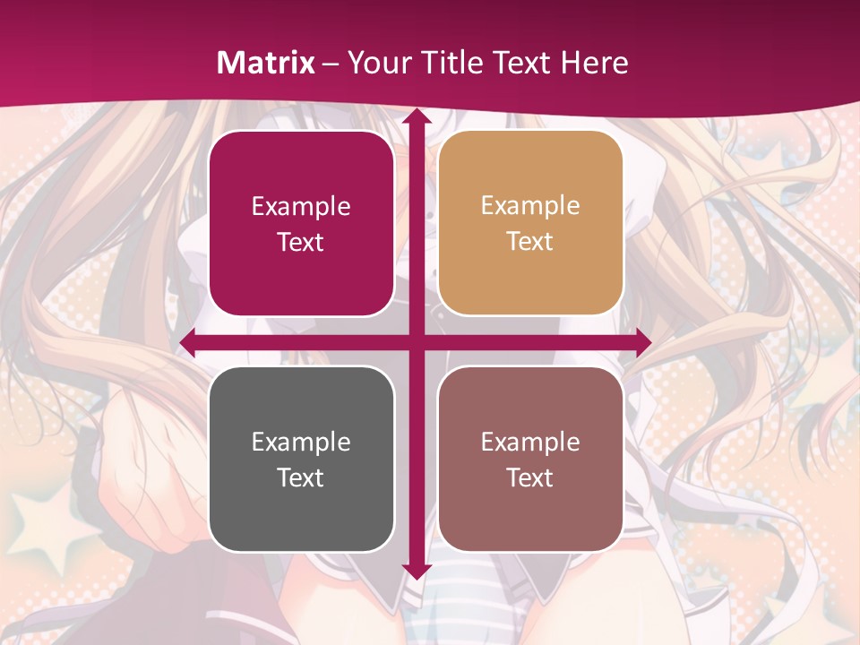 A Anime Girl With Long Blonde Hair Sitting On A Pink Background PowerPoint Template