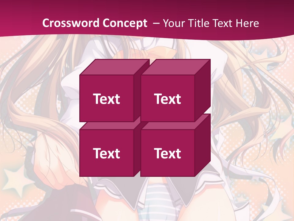 A Anime Girl With Long Blonde Hair Sitting On A Pink Background PowerPoint Template