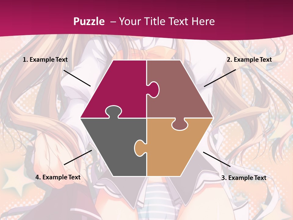 A Anime Girl With Long Blonde Hair Sitting On A Pink Background PowerPoint Template