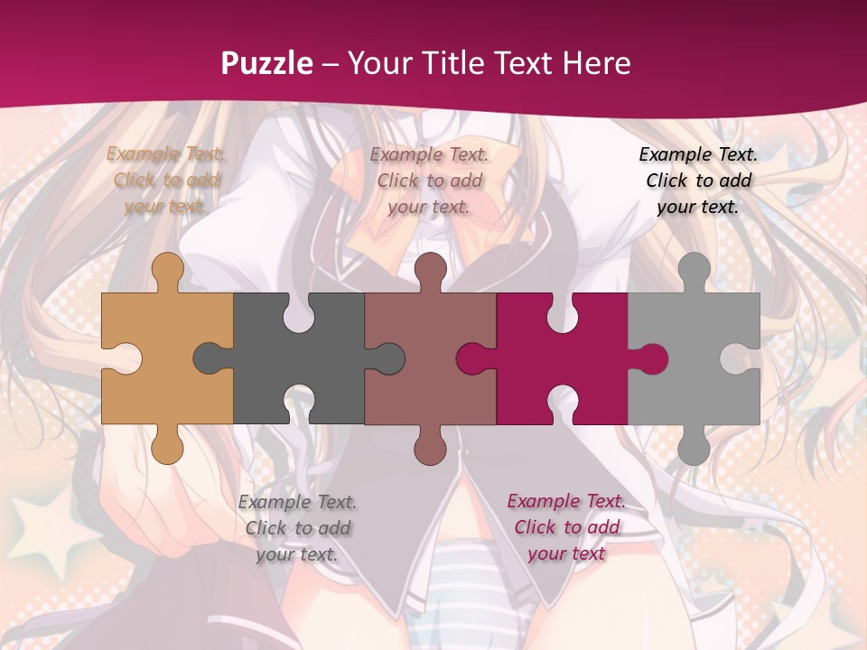 A Anime Girl With Long Blonde Hair Sitting On A Pink Background PowerPoint Template