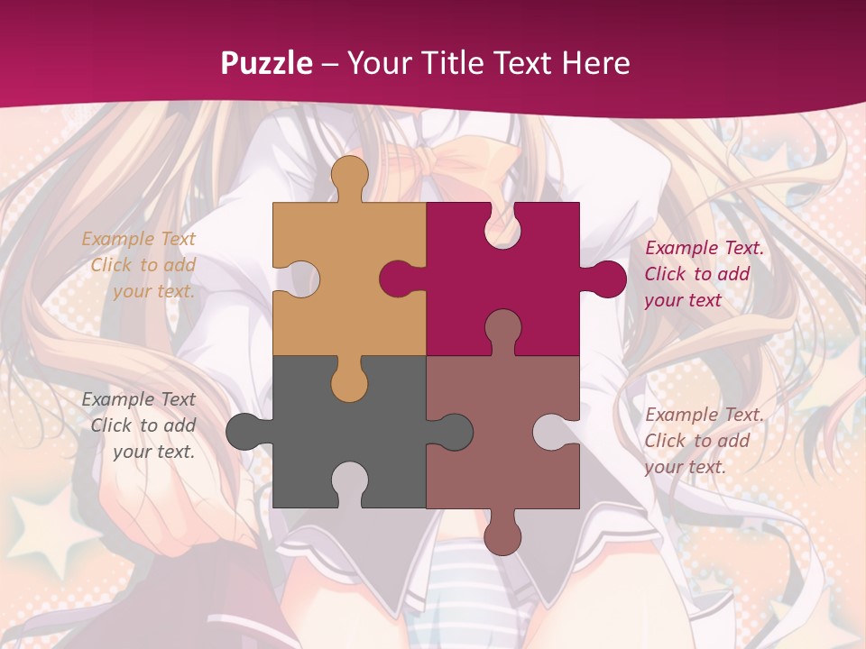 A Anime Girl With Long Blonde Hair Sitting On A Pink Background PowerPoint Template