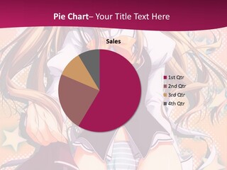 A Anime Girl With Long Blonde Hair Sitting On A Pink Background PowerPoint Template